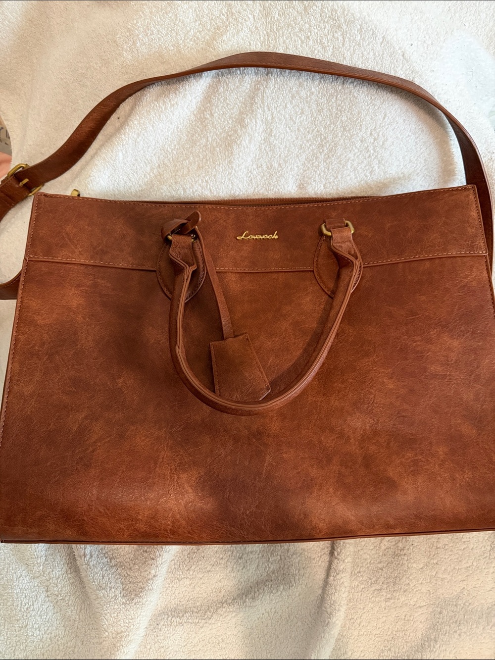 Loungech Classic Laptop Tan Leather Tote